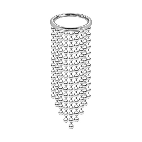 Anello a micro segmenti incernierato in argento, ciondolo orizzontale a nove catene a sfera