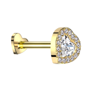Micro Threadless Labret Heart Gold-Plated Crystal Heart...