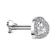 Micro Threadless Labret Cuore argento Cuore cristallo...