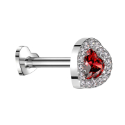 Micro Threadless Labret Cuore argento Cuore cristallo...