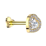 Micro Threadless Labret Cuore placcato oro Cuore in...