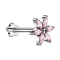 Micro Threadless Labret Blume silber Blume silber Kristalle pink