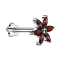 Micro threadless labret flower silver flower silver crystals red