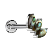 Micro Labret Innengewinde silber drei Ovale Abalone