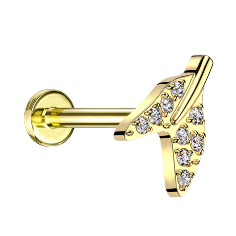 Micro Labret Internal Thread Gold-Plated Shark Tail Fin Gold-Plated Crystals Silver