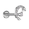 Micro Labret Internal Thread Silver Crescent Silver Crystals Silver Center Crystal Silver