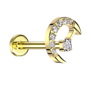 Micro Labret filettatura interna placcato oro Mezzaluna...