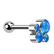 Micro barbell internal thread silver with ball and four...