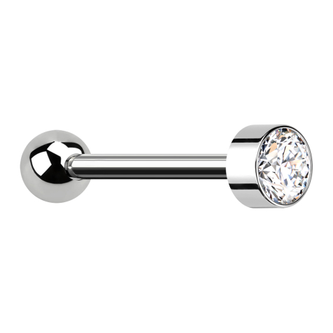 Micro Barbell Innengewinde silber mit Kugel silber Zylinder hoch silber mit Kristall silber