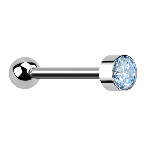 Micro Barbell filetage intérieur argenté avec boule argentée cylindre haut argenté avec cristal aqua