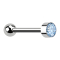 Micro Barbell filetage intérieur argenté avec boule argentée cylindre haut argenté avec cristal aqua