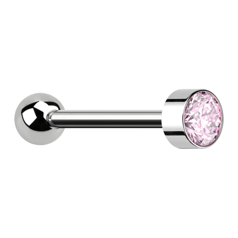 Micro Barbell filo interno argento con sfera argento cilindro alto argento con cristallo rosa