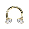 Micro circular barbell with internal thread, gold-plated, two crystals set in silver