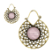 Gold-plated earring two triangular lines with rose quartz stone