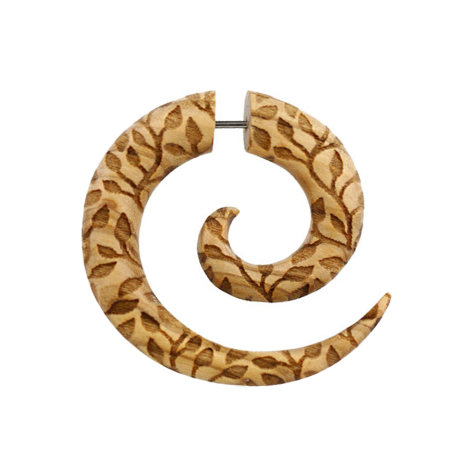 Fake spiral carved olive wood leaves