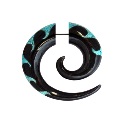 Fake spiral made of horn Waves made of turquoise stone