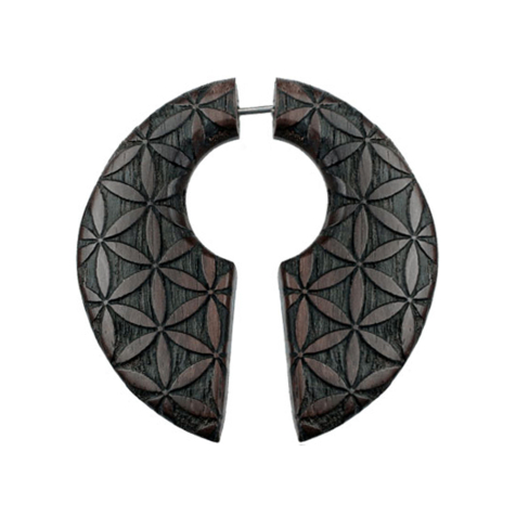 Fake Ohrgewicht Schlüsselloch Blume des Lebens aus Narra Holz