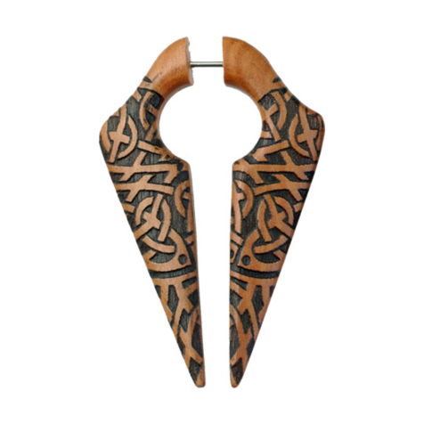 Fake Ohrgewicht Schlüsselloch keltischer Knoten aus Sawo Holz