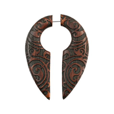 Fake ear weight keyhole Bali batik made from Narra wood