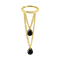 Anello a micro segmenti con cerniera pendente placcato oro orizzontale due catene due cristalli ovali nero