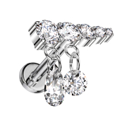 Micro Labret Internal Thread Silver Five Crystals Silver...