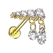 Micro labret, internal thread, gold-plated, five...