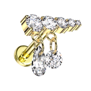 Micro labret, internal thread, gold-plated, five...