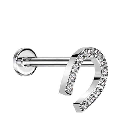 Micro Labret senza fili argento Ferro di cavallo argento Cristalli argento