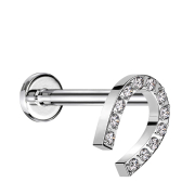 Micro Threadless Labret silver Horseshoe silver Crystals...