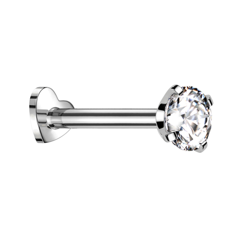 Micro labret cœur filetage intérieur argent cristal serti argent