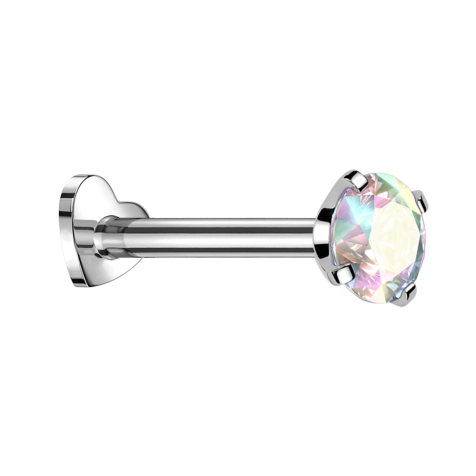 Micro Labret Heart Internal Thread Silver Crystal Multicolor Set