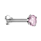 Micro labret cœur filetage intérieur argent cristal rose serti