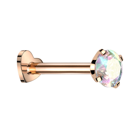 Micro Labret Heart Internal Thread Rose Gold Crystal Multicolor Setting