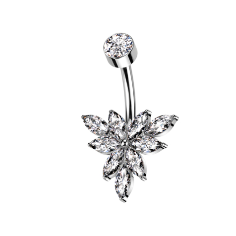 Banane filetage intérieur argent avec cylindre argent cristal argent et triangle cristaux ovales argent