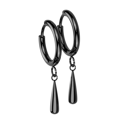 Boucle doreille pendentif goutte noire