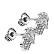 Orecchini a bottone senza filetto argento Hamsa argento...