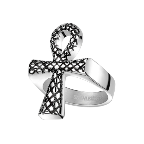 Bague argent croix avec motif serpent