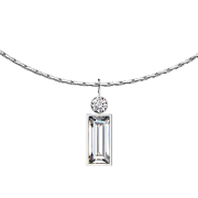 Necklace silver pendant round and large baquette crystal...
