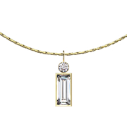 Gold-plated chain pendant round and large baquette...