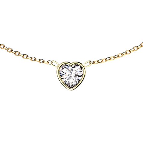 Chain gold-plated pendant heart crystal silver