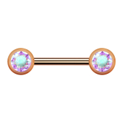 Barbell inner thread rose gold with two ball front...