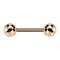 Threadless barbell in rose gold with two disco balls in rose gold