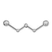 Barbell argent coudé trois cristaux argent avec...