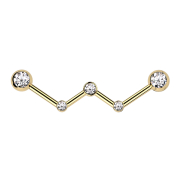 Barbell gold-plated angled three crystals silver with two...