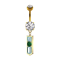 Banana gold-plated with two balls crystal silver pendant bar pointed three crystals