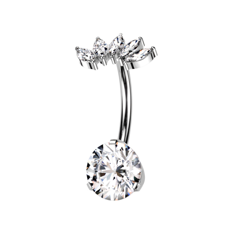 Threadless banana silver crystal silver setting and fan silver with five crystals silver