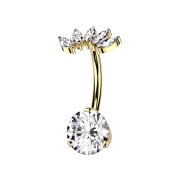 Threadless banana gold-plated crystal silver setting and...