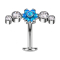 Threadless Labret-Stab Banane silber Blume Opale blau gefasst vier Kristalle