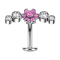 Barretta labret senza filetto banana argento fiore opale rosa incastonato quattro cristalli