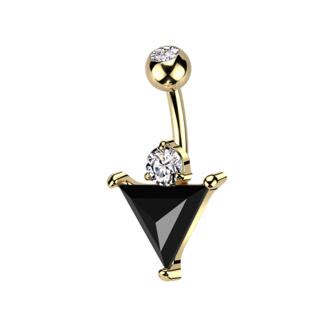 Banana gold-plated with ball gold-plated crystal silver and large triangle crystal black